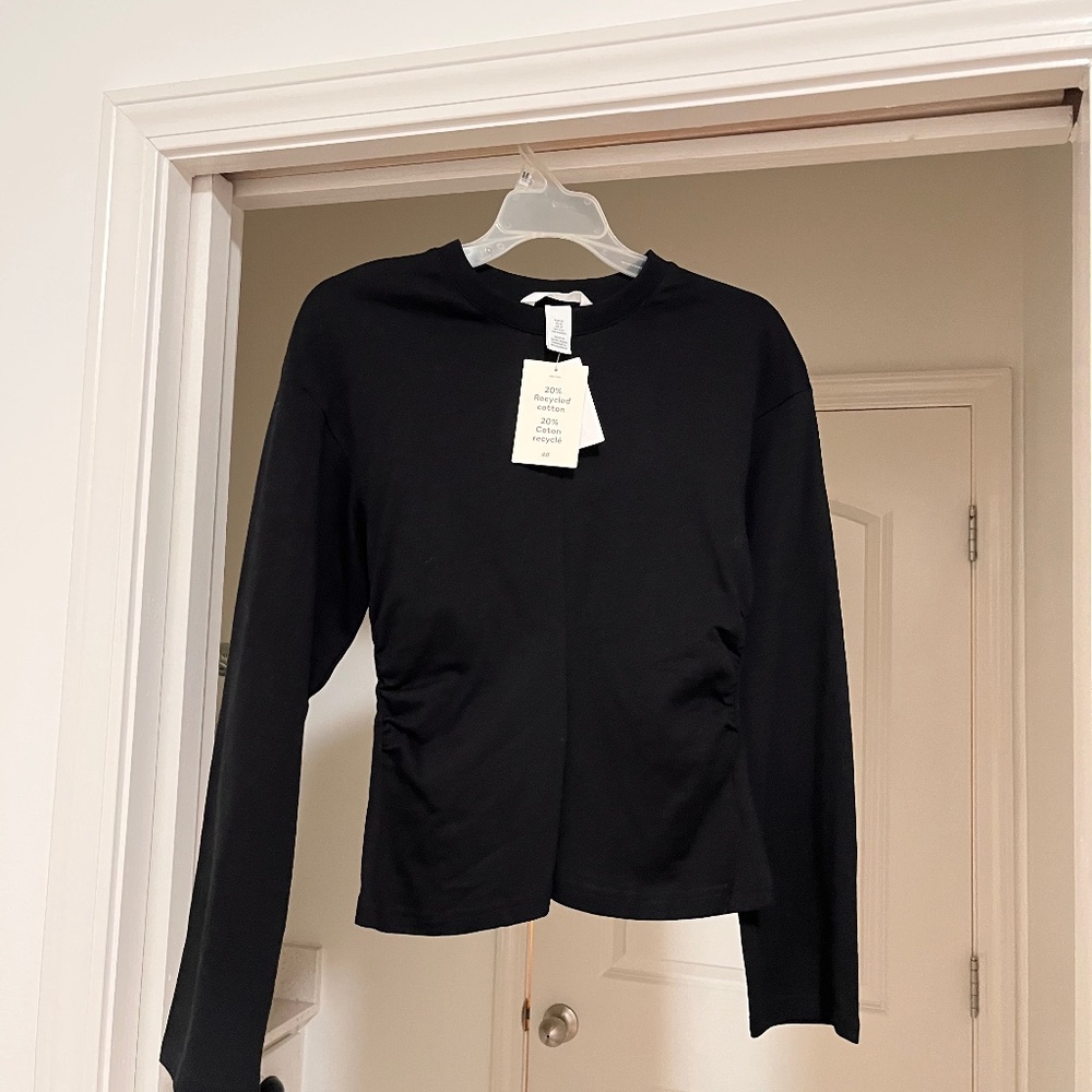 Womens black top with cinched waist